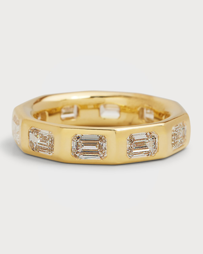 Rahaminov Diamonds 18k Yellow Gold Emerald-cut Diamond Decagon Ring