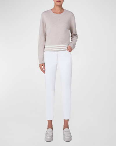 Akris Punto Wool-blend Pullover Sweater In Sand Cream