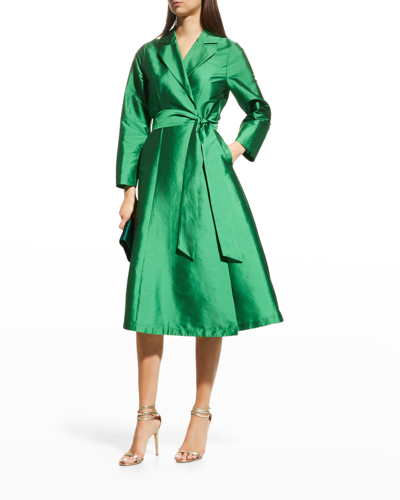 Frances Valentine Lucille Midi Wrap Shirtdress In Emerald