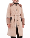 Dawn Levy Women's Astrid Shearling & Leather Trim Coat In Brown