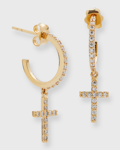 Lana Flawless Dangle Cross Huggie Earrings, 13mm In Yellow Gold