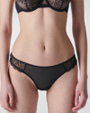 Simone Perele Singuliere Embroidered Tulle Tanga In Black