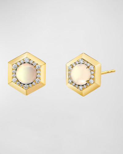 Syna Women's 18k Yellow Gold, Moon Quartz & 0.5 Tcw Diamond Hex Earrings