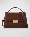 Frame Le Signature Small Leather Crossbody Bag In Tobacco