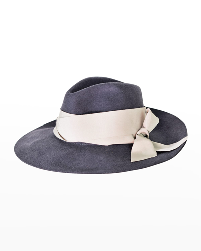 Sensi Studio Felted Wool Fedora Hat In Khaki Grey