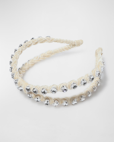 Lele Sadoughi Rhinestone Double Row Headband In Ivory