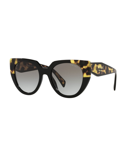 Prada Oversized Acetate Cat-eye Sunglasses In Tortoise/brown Gradient