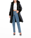 Dawn Levy Astrid Suede Trench Coat In Black