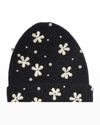 LELE SADOUGHI PEARLY SNOWFLAKE RIB KNIT BEANIE