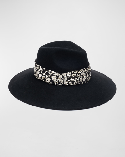 Eugenia Kim Emmanuelle Leopard Wool Fedora In Black