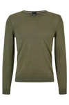 Hugo Boss Slim-fit Sweater In Virgin Wool In Light Green