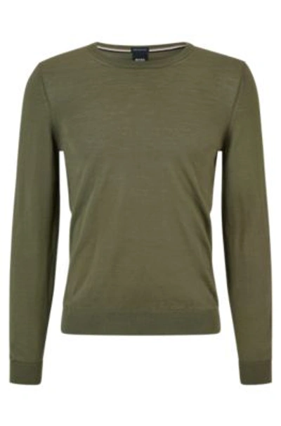 Hugo Boss Slim-fit Sweater In Virgin Wool In Green