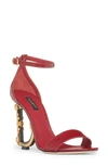 Dolce & Gabbana Barocco-heel Croco Ankle-strap Sandals In 8h309 Cherry