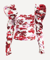 Aje Women's Marlene Ruched Cotton Top In Roses Of Provence