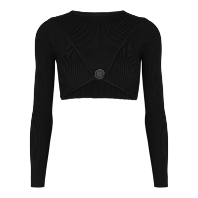 Bevza Envelope Cropped Ribbed-knit Top