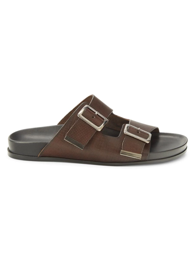 Massimo Matteo Men's Perforated Leather Sandals In Dark Brown