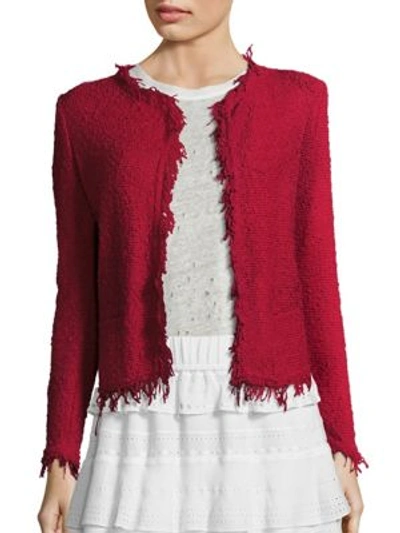 Iro Shavani Fringed Knitted Jacket In Garnet