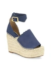 Chloé Lauren Suede Espadrille Wedges In Cobalt