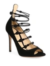 GIANVITO ROSSI Suede Button-Strap Peep Toe Pumps