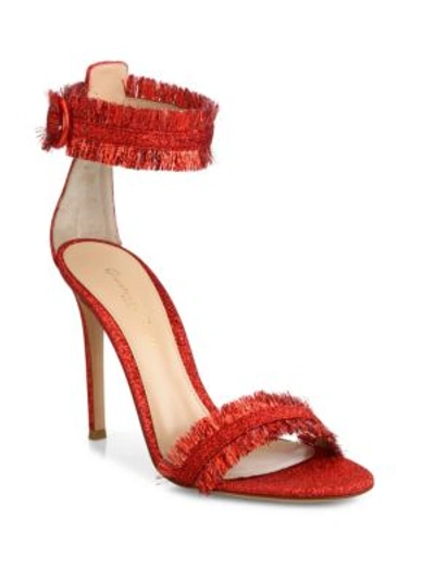 Gianvito Rossi Caribe Tinsel Ankle-strap Sandals In Red
