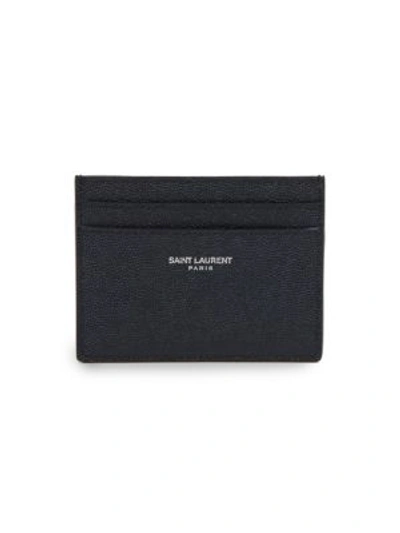 Saint Laurent Pebble Grain Leather Card Case In Black