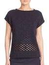 LAFAYETTE 148 Luxe Metallic Eyelet Stitch Sweater