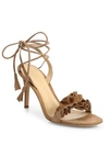GIANVITO ROSSI Ruffle Suede Ankle-Wrap Sandals