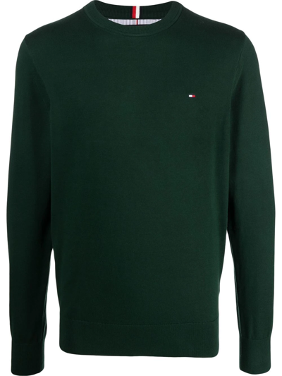Tommy Hilfiger Logo-embroidered Cotton Sweatshirt In 绿色