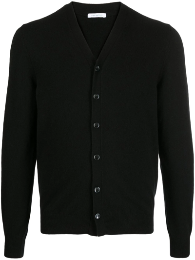 Malo V-neck Button-down Knit Cardigan In Schwarz