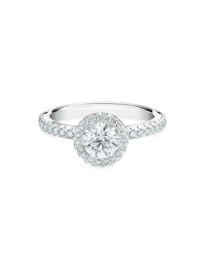 De Beers Jewellers Women's Aura Platinum & 1.09 Tcw Diamond Halo Engagement Ring
