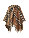 Burberry Wool-cashmere Contrast-check Cape In Beige