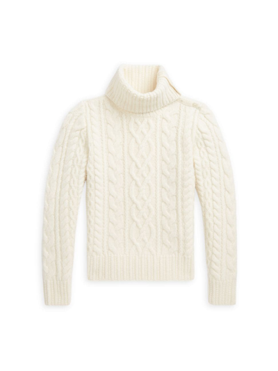 Polo Ralph Lauren Kids' Little Girl's & Girl's Aran Cable Knit Sweater In Clubhouse Cream