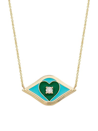 Sydney Evan Women's 14k Yellow Gold, Enamel, & Diamond Evil-eye Pendant Necklace
