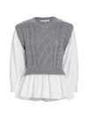 ENGLISH FACTORY WOMEN'S MIXED-MEDIA CABLE-KNIT SWEATER