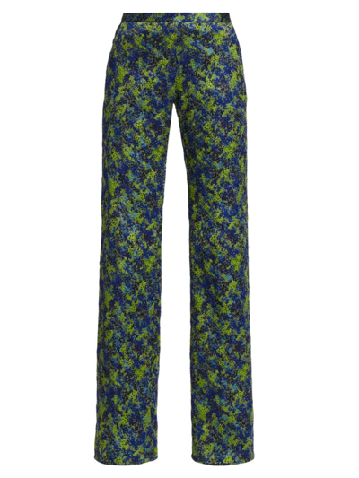 Frederick Anderson Women's The Blue's Jacquard Pants In Green Blue