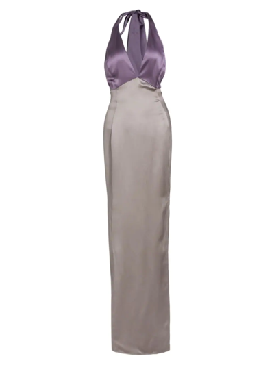 Frederick Anderson Women's The Blue's Two-tone Halter Gown In Grey Lavender