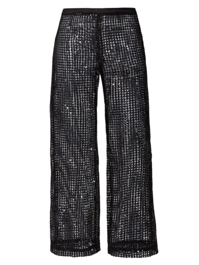 Frederick Anderson Women's The Blue's Sequined Mesh Pants In Black