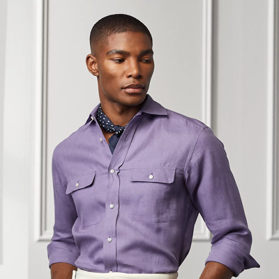 Ralph Lauren Purple Label Men's Linen Chambray Sport Shirt In Purple Haze