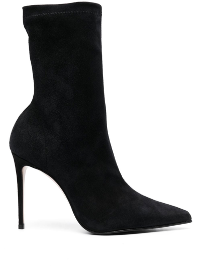 Le Silla Eva 100mm Suede Ankle Boots In Schwarz