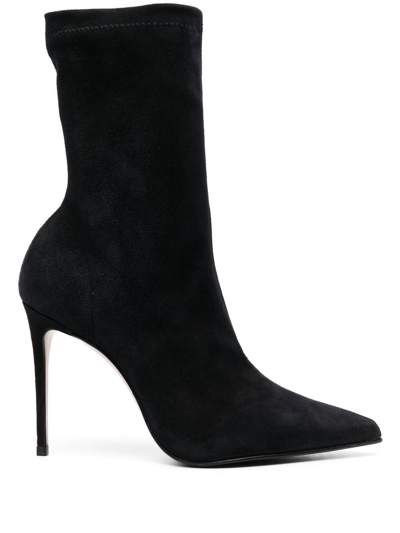 Le Silla Eva 100mm Suede Ankle Boots In Black