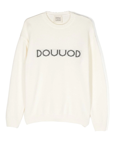 Douuod Teen Intarsia-knit Logo Jumper In 中性色