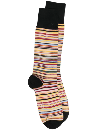 Paul Smith Striped Knitted Socks In 黄色
