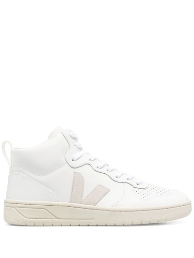 Veja V-15 High-top Sneakers In Extra White & Natural