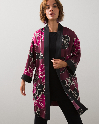 Chico's Travelers Collection Print Kimono In Deep Chianti
