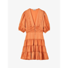 Sandro Mylene Satin Mini Dress In Jaunes / Oranges