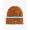 Jacquemus Le Bonnet Brand-embroidered Stretch-woven Beanie In Brown