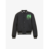 Jw Anderson Graphic-embroidered Boxy-fit Wool-blend Varsity Jacket In Grey Melange