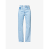 Still Here Childhood Faded-wash Straight-leg High-rise Jeans In Vintage Blue
