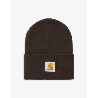 Carhartt Watch Brand-patch Woven-knit Beanie In Dark Umber