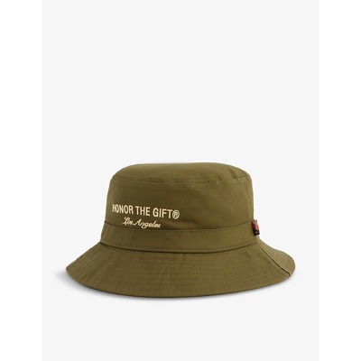 Honor The Gift Signature Logo-print Cotton-twill Bucket Hat In Olive